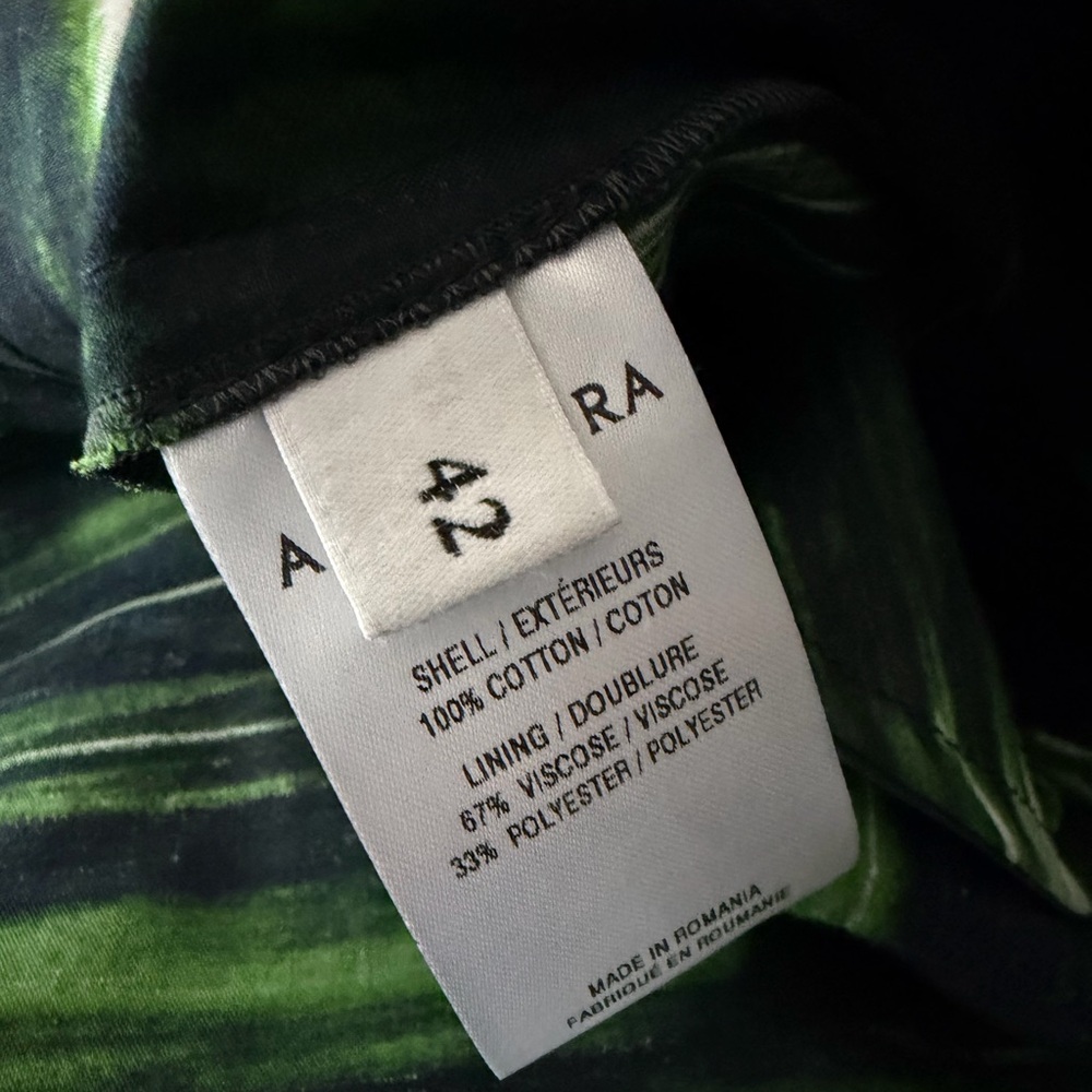 Altuzarra Cotton Lily Green and Black Patterned Designer Dress NWT - Picture 6 of 12